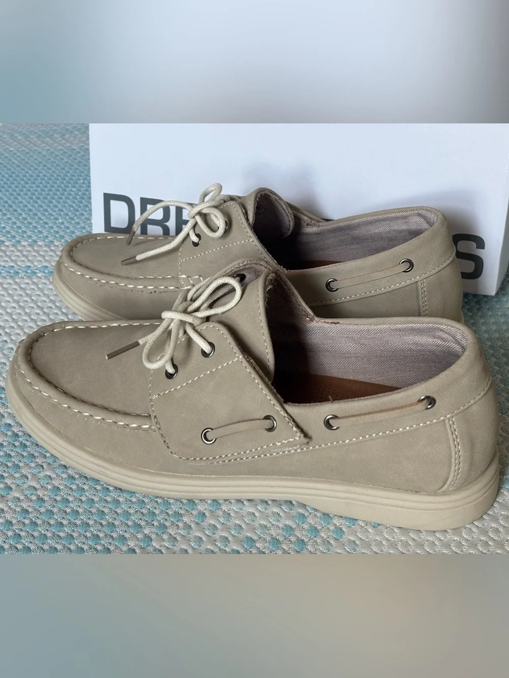 DREAM PAIRS Boys Khaki Suede Boat Shoes Loafers Size 6 Big Kid